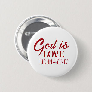 Chapa Redonda De 5 Cm Dios es amor Biblia Verse fe cristiana Blanco