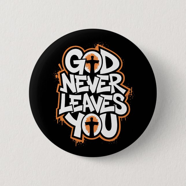 Chapa Redonda De 5 Cm Dios nunca te deja - Negro (Anverso)