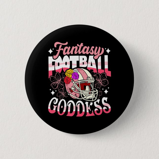 Chapa Redonda De 5 Cm Diosa de fútbol divertida, cascos de flores mujere (Anverso)