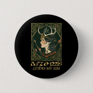 Chapa Redonda De 5 Cm Diosa griega divertida Artemis Deer Hunting Mythol