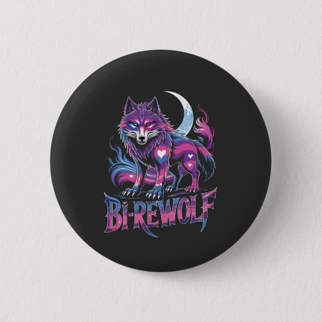 Chapa Redonda De 5 Cm Dire Wolf Birewolf Bisexual LGBT (Anverso)