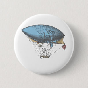 Chapa Redonda De 5 Cm Dirigible coloreado del vintage