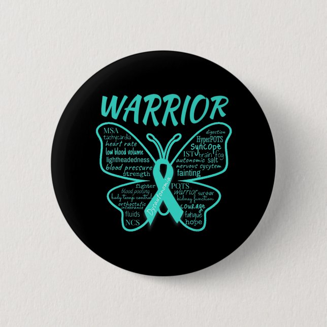 Chapa Redonda De 5 Cm Disautonomia Awareness POTS HyperPOTS NCS Warrior (Anverso)