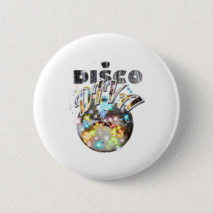 Chapa Redonda De 5 Cm Disco Ball Disco Diva Queen - 70 Retro Vintage Da