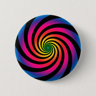 Chapa Redonda De 5 Cm DISCO HIPNÓTICO Remolino en Espiral de Color Neón