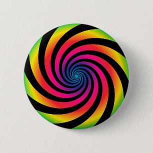 Chapa Redonda De 5 Cm DISCO HIPNÓTICO Remolino en espiral de color neón