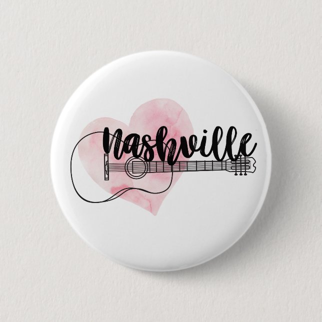 Chapa Redonda De 5 Cm Diseño acuático de la guitarra de Nashville (Anverso)