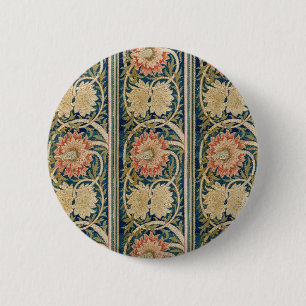 Chapa Redonda De 5 Cm Diseño Antiguo de Bordado de Seda Floral Rosa de W