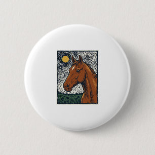 Chapa Redonda De 5 Cm Diseño de arte de caballo grabado vintage noche es