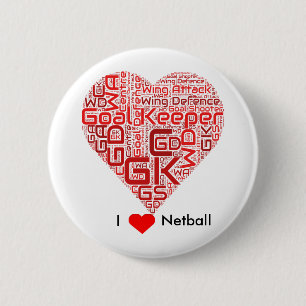 Chapa Redonda De 5 Cm Diseño de arte de palabras 'Me encanta el netball'