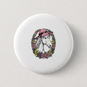 Chapa Redonda De 5 Cm Diseño de arte vectorial de retrato de caballo flo