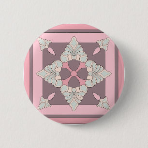 Chapa Redonda De 5 Cm Diseño de Baldosa Floral Pastel Simétrico