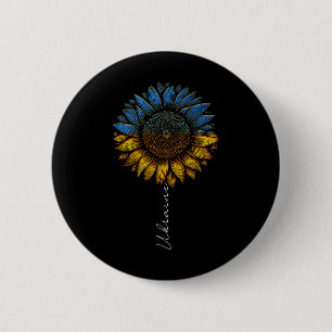 Chapa Redonda De 5 Cm Diseño de bandera vintage de Ucrania y girasol de