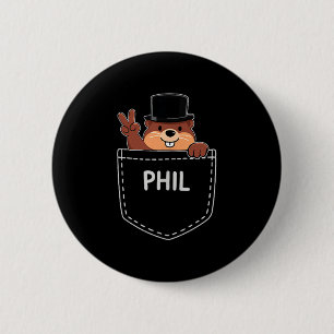 Chapa Redonda De 5 Cm Diseño de bolsillo del día de la marmota lindo Pun