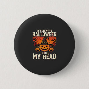 Chapa Redonda De 5 Cm Diseño de bruja de calabaza de Halloween siempre_1