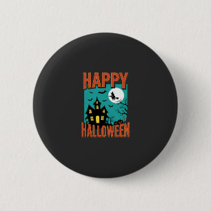 Chapa Redonda De 5 Cm Diseño de Bruja de Casa Embrujada Feliz Halloween