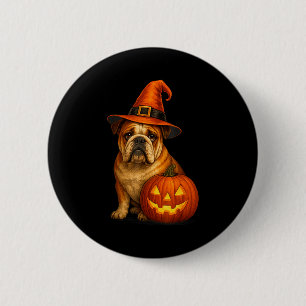 Chapa Redonda De 5 Cm Diseño de Bulldog Halloween perro bruja calabaza D