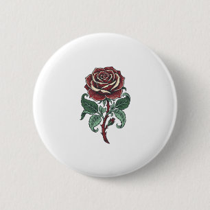 Chapa Redonda De 5 Cm Diseño de camisa floral de rosa grabada vintage_1