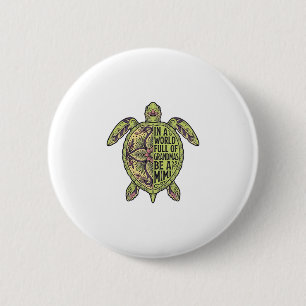 Chapa Redonda De 5 Cm Diseño de camisa floral vintage de tortuga marina