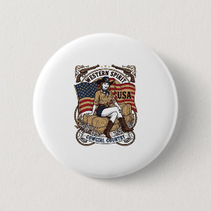Chapa Redonda De 5 Cm Diseño de camisa patriótica de vaquera occidental