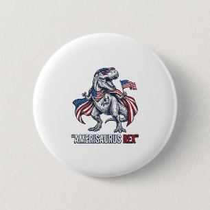 Chapa Redonda De 5 Cm Diseño de camiseta blanca Patriótico T-Rex Amerisa