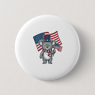Chapa Redonda De 5 Cm Diseño de camiseta con bandera de koala patriótico