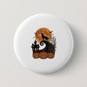 Chapa Redonda De 5 Cm Diseño de camiseta de calabaza de luna de lobo de