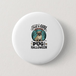 Chapa Redonda De 5 Cm Diseño de camiseta de chica amante de perros pug v