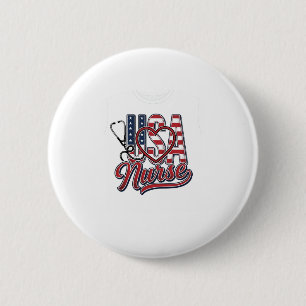 Chapa Redonda De 5 Cm Diseño de camiseta de enfermera patriótica USA cor