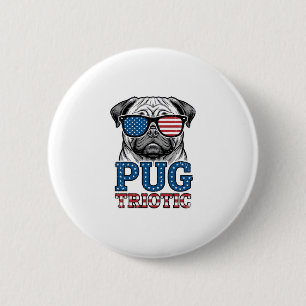 Chapa Redonda De 5 Cm Diseño de camiseta de grabado vintage de pug patri