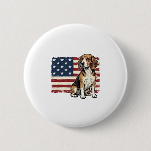 Chapa Redonda De 5 Cm Diseño de camiseta de perro con bandera patriótica
