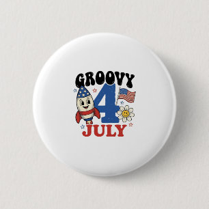 Chapa Redonda De 5 Cm Diseño de camiseta patriótica cohete Groovy 4 de j
