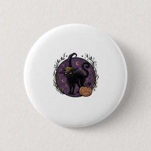 Chapa Redonda De 5 Cm Diseño de camiseta vectorial de Halloween de gato