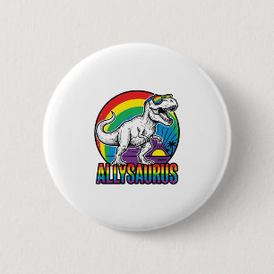 Chapa Redonda De 5 Cm Diseño de camiseta vintage de dinosaurio arcoíris