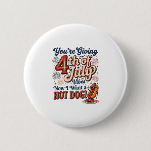 Chapa Redonda De 5 Cm Diseño de camiseta vintage de hot dog divertido de