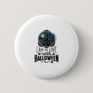 Chapa Redonda De 5 Cm Diseño de camiseta vintage Me encanta Halloween_1
