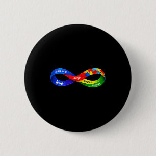 Chapa Redonda De 5 Cm diseño de cinta de infinito de autismo neurodivers