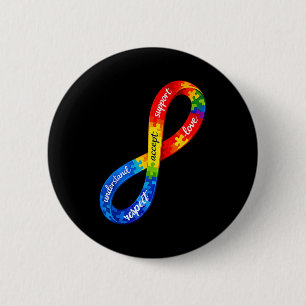 Chapa Redonda De 5 Cm Diseño de cinta de infinito de autismo una neurodi