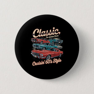 Chapa Redonda De 5 Cm Diseño de coches de coches de época de los años 60
