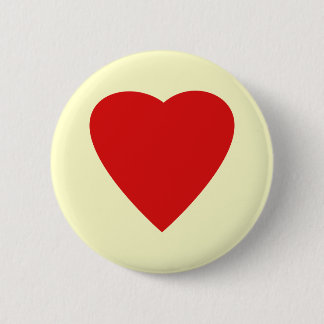 Chapa Redonda De 5 Cm Diseño de corazón de amor rojo y crema.