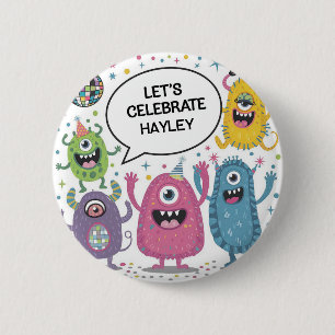 Chapa Redonda De 5 Cm Diseño de cumpleaños de los niños Fiestas Monstruo