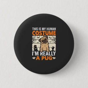 Chapa Redonda De 5 Cm Diseño de disfraz humano de pug divertido de Hallo