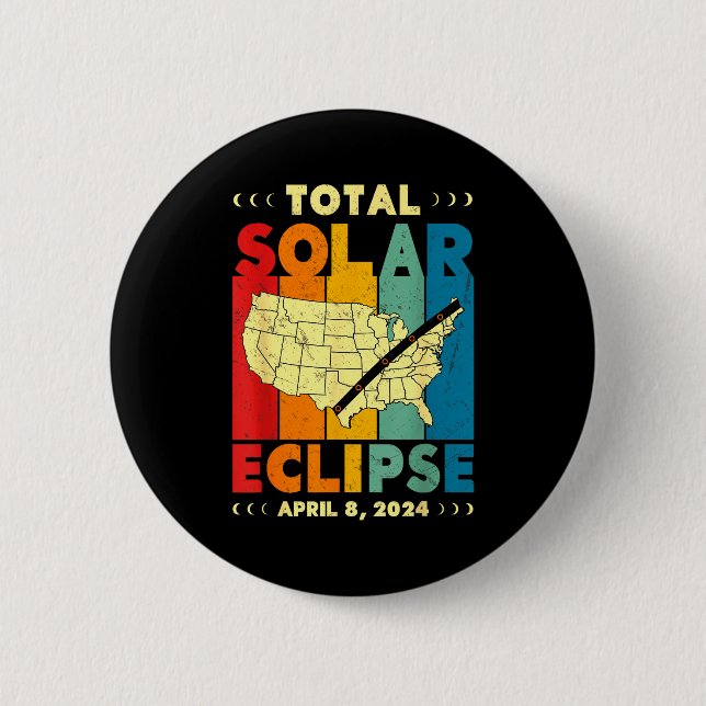 Chapa Redonda De 5 Cm Diseño de Eclipse Total Solar (Anverso)