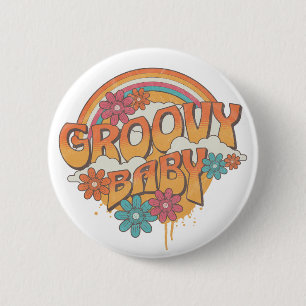 Chapa Redonda De 5 Cm Diseño de estilo retro Groovy Baby