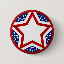 Chapa Redonda De 5 Cm Diseño de estrella roja y azul para añadir texto