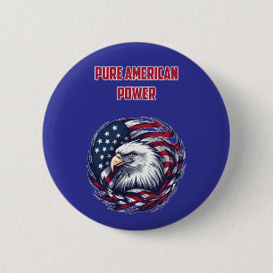 Chapa Redonda De 5 Cm Diseño de fuerza patriota de poder americano puro
