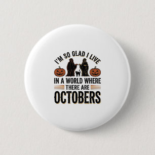 Chapa Redonda De 5 Cm Diseño de gato de calabaza de cita de octubre de H