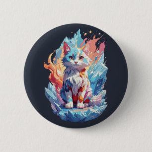 Chapa Redonda De 5 Cm Diseño de gato de fantasía de cristal adorable