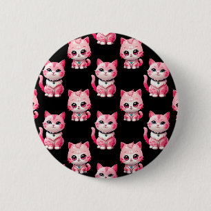 Chapa Redonda De 5 Cm Diseño de gatos kawaii rosados