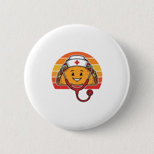 Chapa Redonda De 5 Cm Diseño de grabado retro vintage de Nurse Taco_1